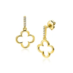20mm ZINZI gold plated zilveren oorstekers open klaver ZIO2743