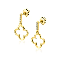 20mm ZINZI gold plated zilveren oorstekers open klaver ZIO2743