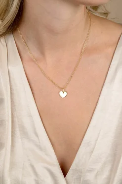 12mm ZINZI gold plated zilveren hanger glad hart voor gravure ZIH2346G12 (zonder collier)