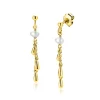 37mm ZINZI gold plated zilveren oorstekers met druppels en witte zoetwaterparels ZIO2753