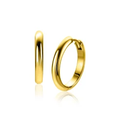 20mm ZINZI gold plated zilveren gladde oorringen met ronde buis 3mm met luxe klapsluiting ZIO2602G