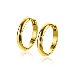 20mm ZINZI gold plated zilveren gladde oorringen met ronde buis 3mm met luxe klapsluiting ZIO2602G