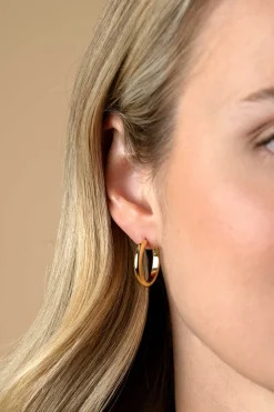 20mm ZINZI gold plated zilveren gladde oorringen met ronde buis 3mm met luxe klapsluiting ZIO2602G