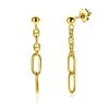 35mm ZINZI gold plated zilveren oorstekers met fijne marine schakels en twee ovale schakels ZIO2413G