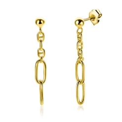 35mm ZINZI gold plated zilveren oorstekers met fijne marine schakels en twee ovale schakels ZIO2413G
