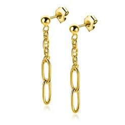 35mm ZINZI gold plated zilveren oorstekers met fijne marine schakels en twee ovale schakels ZIO2413G