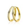 28mm ZINZI gold plated zilveren oorringen met witte zirconia's en luxe klapsluiting, buisdikte 3mm ZIO193Y