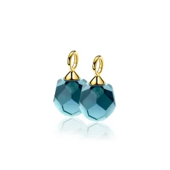 10mm ZINZI gold plated zilveren oorbedels blauwe bead 10mm ZICH266BG (zonder oorringen)