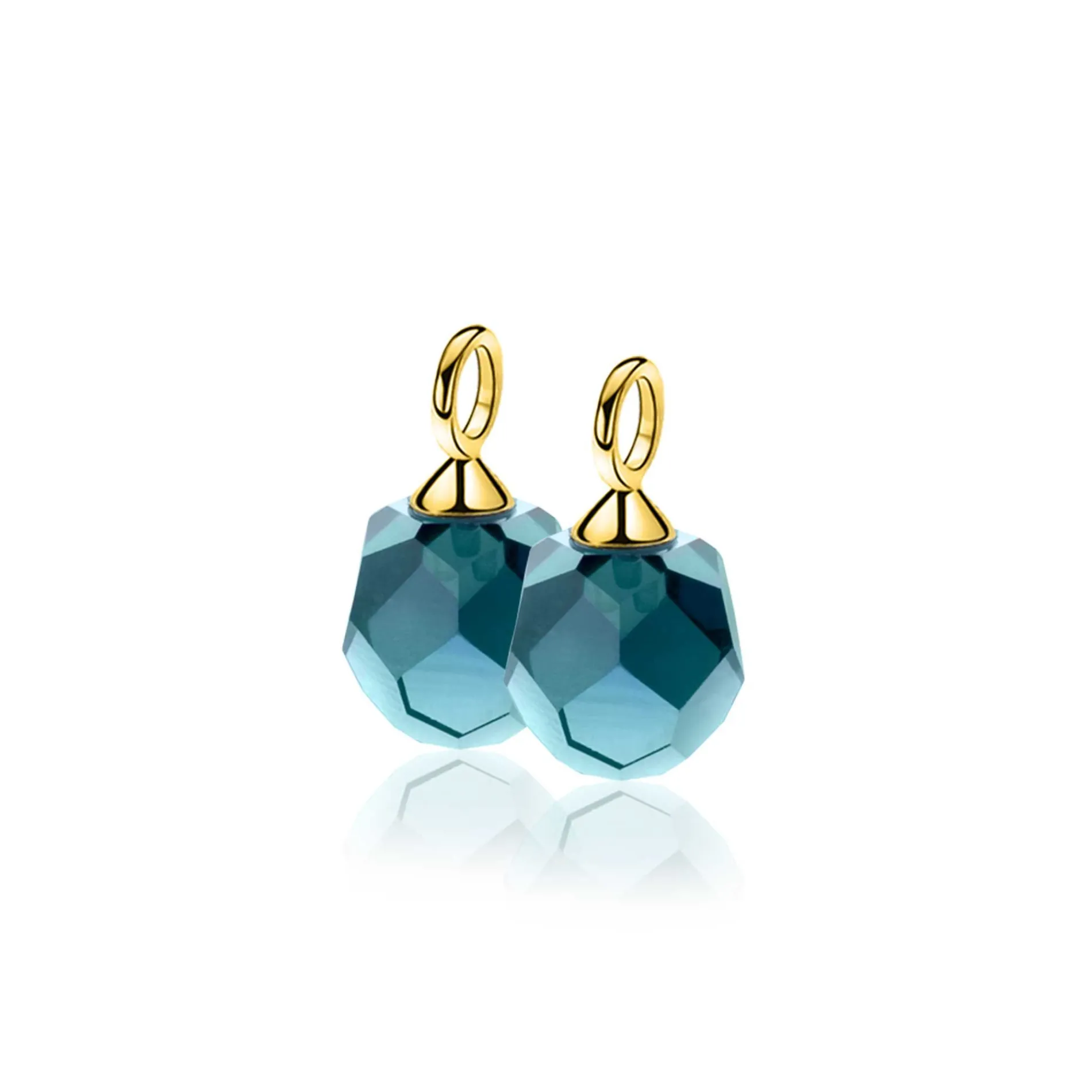 10mm ZINZI gold plated zilveren oorbedels blauwe bead 10mm ZICH266BG (zonder oorringen)