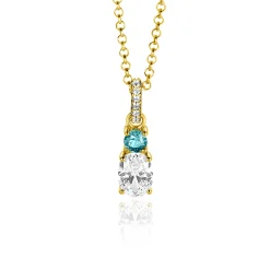 19mm ZINZI gold plated zilveren hanger blauw wit met luxe hangoog ZIH2438 (zonder collier)