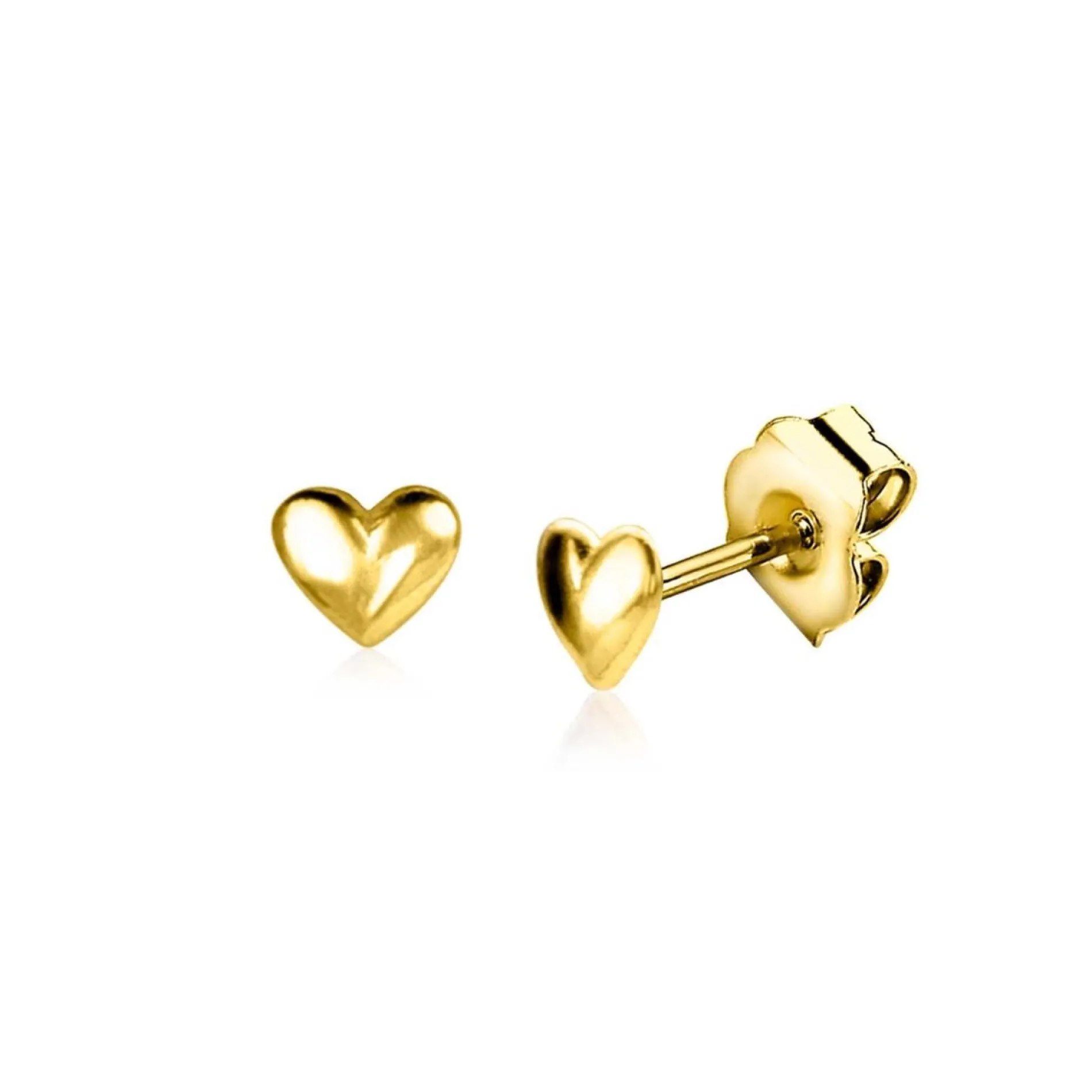 4mm ZINZI gold plated zilveren oorknopjes hartje ZIO2365G