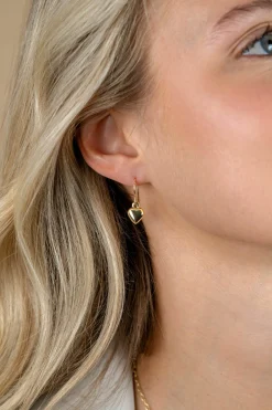 23mm ZINZI gold plated zilveren oorhangers met bol hart ZIO2661