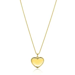23mm ZINZI gold plated zilveren hanger hart met parelrand voor gravure ZIH2654G (zonder collier)