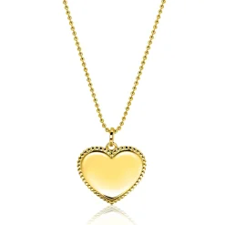 23mm ZINZI gold plated zilveren hanger hart met parelrand voor gravure ZIH2654G (zonder collier)