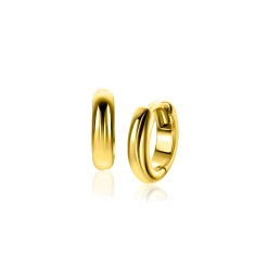12,5mm ZINZI gold plated zilveren gladde oorringen met ronde buis 3mm met luxe klapsluiting ZIO2600G