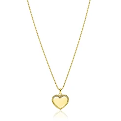 21mm ZINZI gold plated zilveren hanger hart met parelrand voor gravure ZIH2653G (zonder collier)