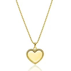 21mm ZINZI gold plated zilveren hanger hart met parelrand voor gravure ZIH2653G (zonder collier)