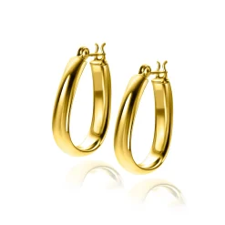 22mm ZINZI gold plated zilveren oorringen in trendy tas vorm met gladde buis 4mm breed en handige bovensluiting ZIO2606G