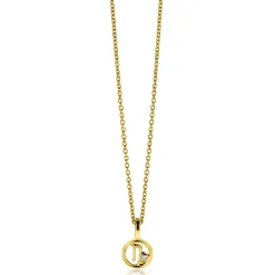 9mm ZINZI gold plated zilveren Steenbok sterrenbeeldhanger bezet met witte zirconia ZIHY-STE (zonder collier)