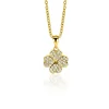 16mm ZINZI gold plated zilveren klaver vier hanger bezet met witte zirconia's ZIH2618 (zonder collier)