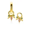 10mm ZINZI gold plated zilveren oorbedels met vijf speelse zettingen in aflopende grootte, bezet met champagne, peridot en donkergroene kleurstenen ZICH2633GC (zonder oorringen)