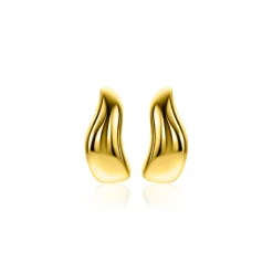 15mm ZINZI gold plated zilveren oorringen organisch gevormd 6,5mm breed met luxe klapsluiting ZIO2609G
