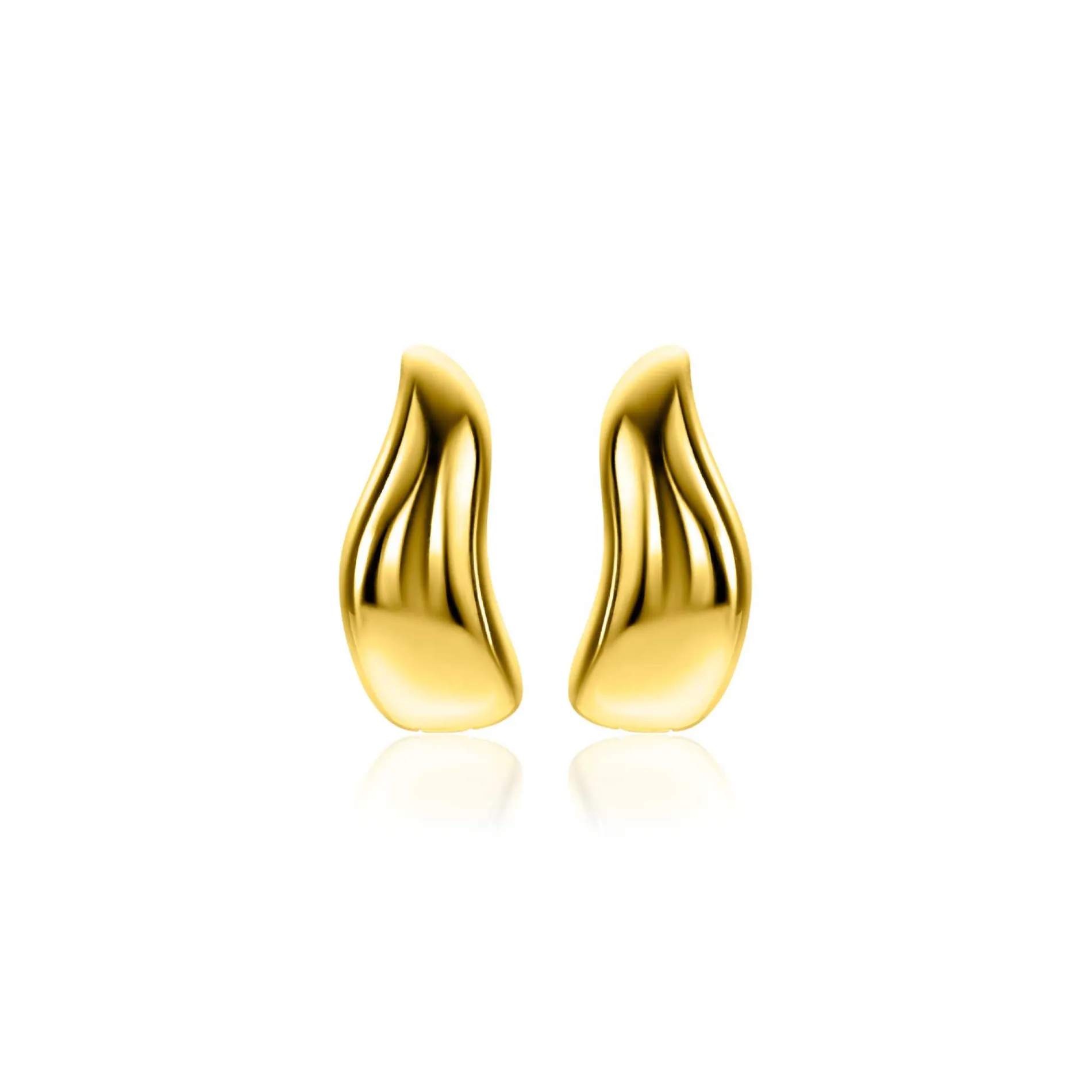 15mm ZINZI gold plated zilveren oorringen organisch gevormd 6,5mm breed met luxe klapsluiting ZIO2609G