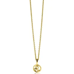 9mm ZINZI gold plated zilveren Leeuw sterrenbeeldhanger bezet met witte zirconia ZIHY-LEE (zonder collier)
