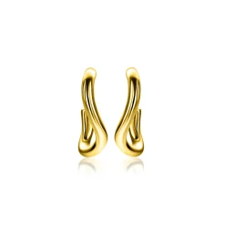 16mm ZINZI gold plated zilveren gladde oorstekers organisch gevormd ZIO2656G