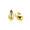 17mm ZINZI gold plated zilveren oorstekers in druppelvorm met golvende rij witte zirkonia's ZIO2707Y