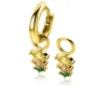 13mm ZINZI gold plated zilveren oorbedels met drie peervormige zettingen in aflopende grootte, bezet met peridot, champagne en donkergroene kleurstenen ZICH2631GC (zonder oorringen)