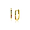 14mm ZINZI gold plated zilveren luxe oorringen in ovale vorm bezet met regenboog kleurstenen ZIO2598