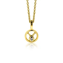 9mm ZINZI gold plated zilveren Stier sterrenbeeldhanger bezet met witte zirconia ZIHY-STI (zonder collier)