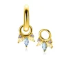 10mm ZINZI gold plated zilveren oorbedels met vijf speelse zettingen in aflopende grootte, bezet met paarse, champagne en blauwe kleurstenen ZICH2633BC (zonder oorringen)