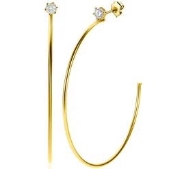 55mm ZINZI gold plated zilveren oorstekers 5mm witte zirconia met halve oorringen 55mm en 1,5mm buisdikte ZIO2574Y