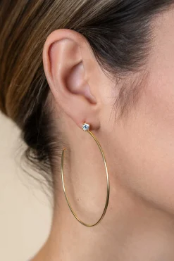 55mm ZINZI gold plated zilveren oorstekers 5mm witte zirconia met halve oorringen 55mm en 1,5mm buisdikte ZIO2574Y