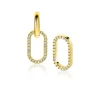 15mm ZINZI gold plated zilveren oorbedels ovale vorm witte zirconia's ZICH2444 (zonder oorringen)