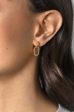15mm ZINZI gold plated zilveren oorbedels ovale vorm witte zirconia's ZICH2444 (zonder oorringen)