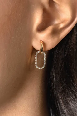 15mm ZINZI gold plated zilveren oorbedels ovale vorm witte zirconia's ZICH2444 (zonder oorringen)