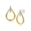 25mm ZINZI gold plated zilveren grote ovale oorstekers waarbij de top bezet is met witte zirconia's ZIO2619