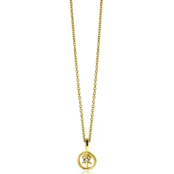 9mm ZINZI gold plated zilveren Boogschutter sterrenbeeldhanger bezet met witte zirconia ZIHY-BOO (zonder collier)