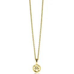 9mm ZINZI gold plated zilveren Vis sterrenbeeldhanger bezet met witte zirconia ZIHY-VIS (zonder collier)