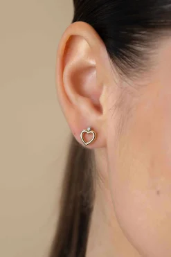 9mm ZINZI gold plated zilveren oorstekers open hartje witte zirconia ZIO2566