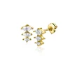 8mm ZINZI gold plated zilveren oorstekers met drie peervormige zettingen in aflopende grootte, bezet met witte zirconia's ZIO2631