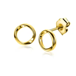 9mm ZINZI gold plated zilveren oorknoppen open rondje met organische vorm ZIO2611G