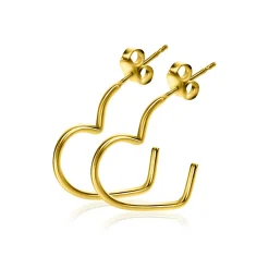 18mm ZINZI gold plated zilveren halve oorringen in hartvorm 1,4mm buisdikte met vlindersluiting ZIO2584G