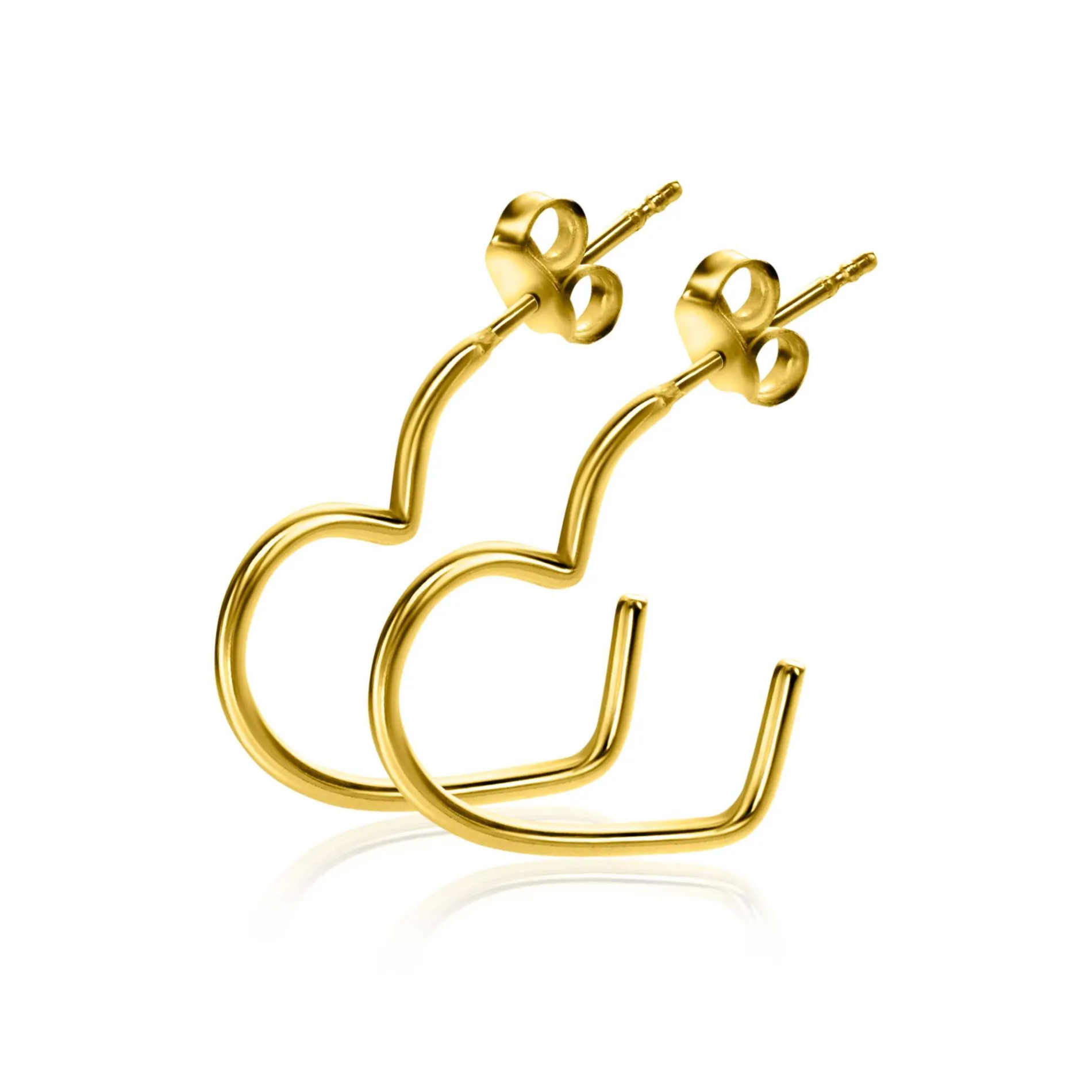 18mm ZINZI gold plated zilveren halve oorringen in hartvorm 1,4mm buisdikte met vlindersluiting ZIO2584G