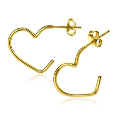 18mm ZINZI gold plated zilveren halve oorringen in hartvorm 1,4mm buisdikte met vlindersluiting ZIO2584G