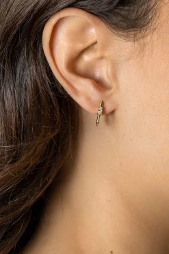 15mm ZINZI gold plated zilveren rechthoekige oorringen ovale witte zirconia met luxe klapsluiting 15mm x 2mm vierkante buis ZIO2448G