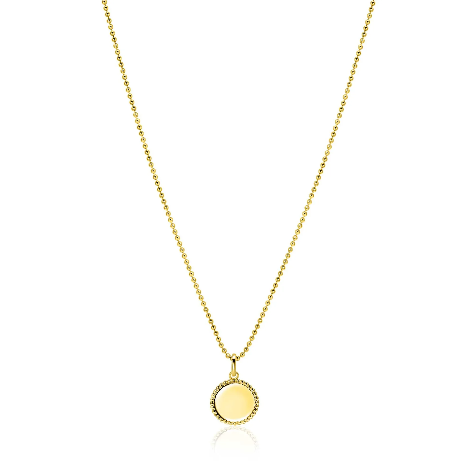 12mm ZINZI gold plated zilveren coin hanger met parelrand voor gravure ZIH2650G (zonder collier)